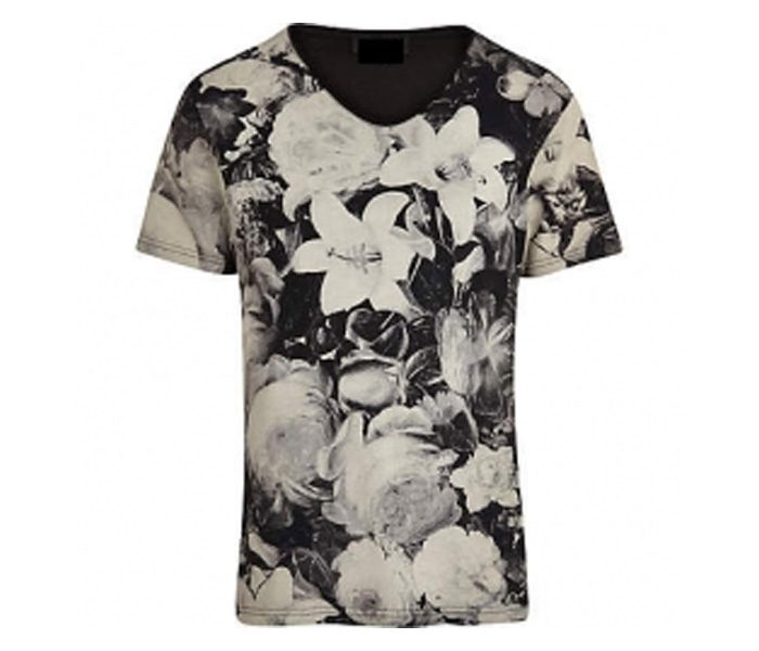 Black and White Floral Print Tee in UK and Australia