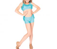 Frilled blue Kids Dancewear in UK and Australia