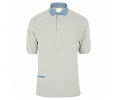 Grey with Blue Collar Polo T Shirt in UK and Australia