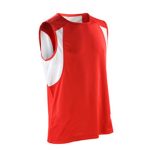 Red and White Athletics Sleeveless Shirt in UK and Australia