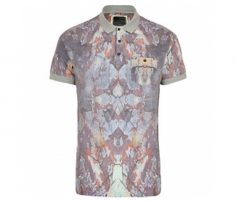 Soft Grey Floral Polo T Shirt in UK and Australia