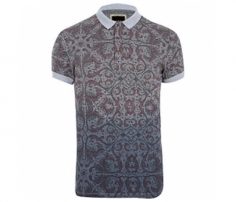 Soft Grey Print Polo T Shirt in UK and Australia