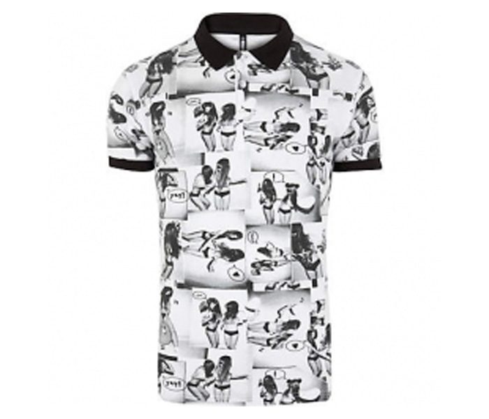White and Black Printed Polo T Shirt in UK and Australia