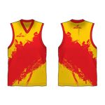 Yellow and red printed Australian Football singlet in UK and Australia