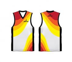 Yellow, red and white combo Australian Football singlet in UK and Australia